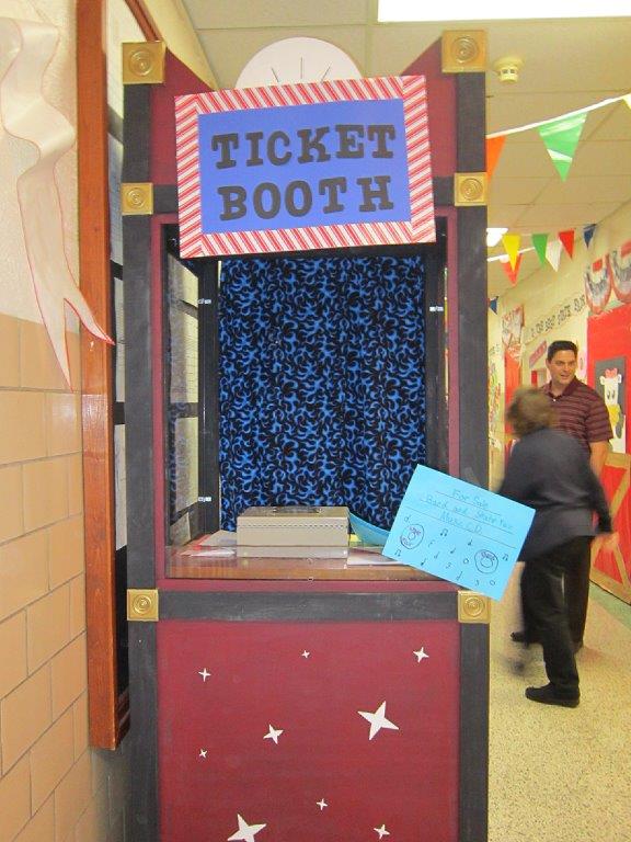 Fortune Teller booth repurposed as a ticket booth