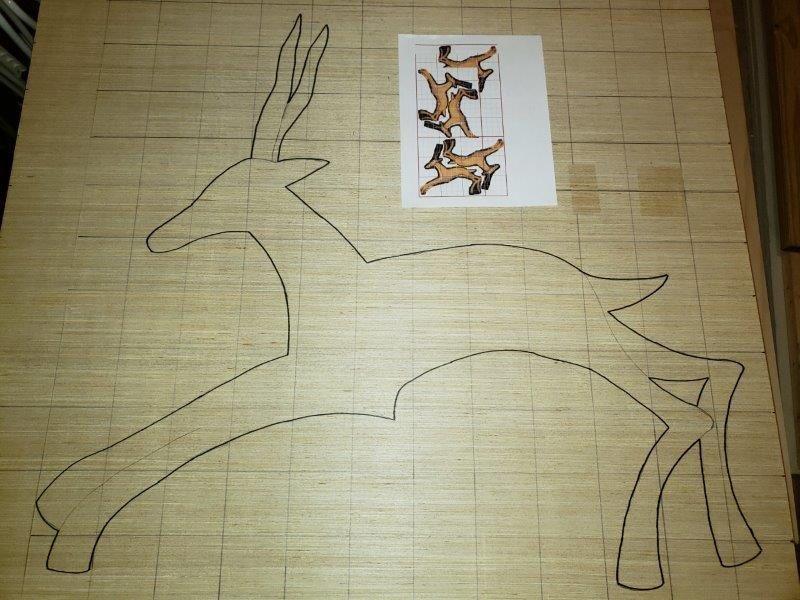 Gazelle drawn on plywood