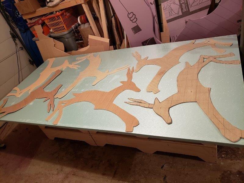 Gazelles traced on foam sheet